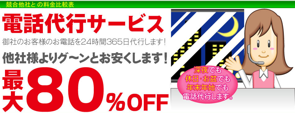 電話代行サービスの競合他社料金比較表